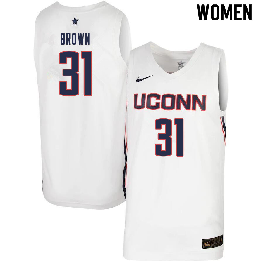 Women #31 Javonte Brown Uconn Huskies College Basketball Jerseys Sale-White - Click Image to Close